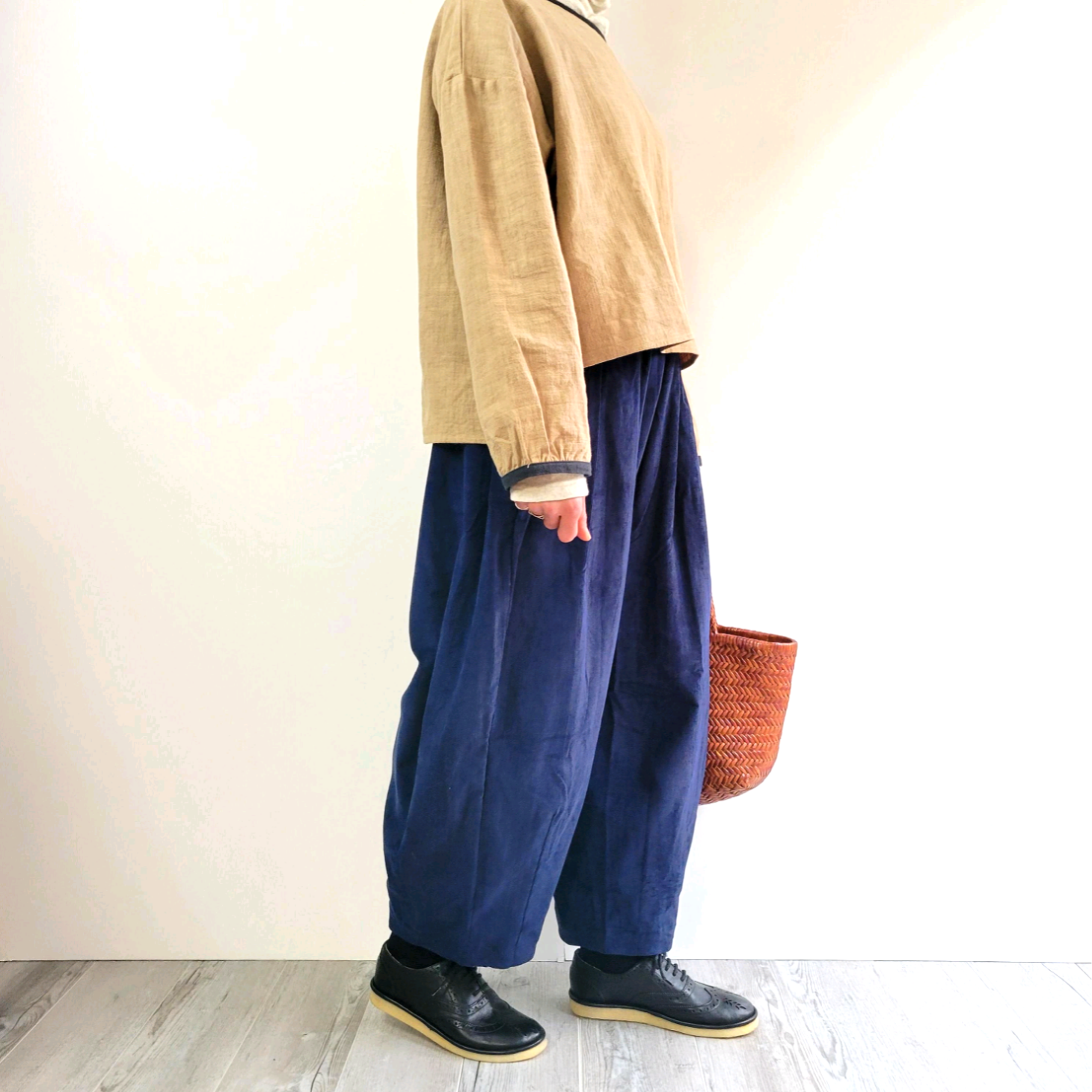 【即納2】コーデュロイサーカスパンツ☆ワイドロングパンツ☆ネイビー