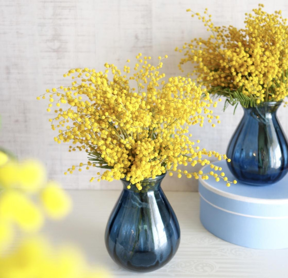 今期終了♦︎インテリアフラワー＊ドライミモザ×ネイビーブルー 1枚目の画像