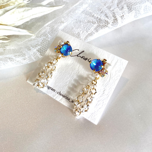 【Lele Sadoughi 】クリスタルベリーボタンピアス ブルー 夏 Lele Sadoughi 】クリスタルベリーボタンピアス ブルー 夏 (LELE