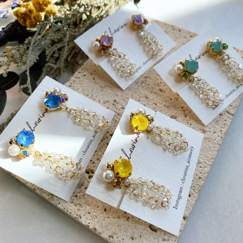 clear bees＆bijou（ブルー）イヤリング／ピアス イヤリング