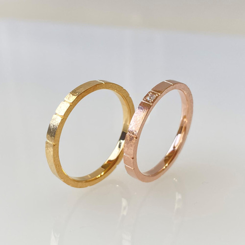 K18 石畳のストーンテクスチャーリング 指輪・リング kazarito 通販