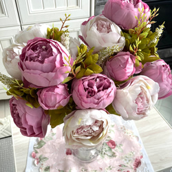 no7,大きめのシャクヤク(淡いピンク),つぼみ付き,花束,ヨーロッパスタイル,人工シルク,パーティ 4枚目の画像