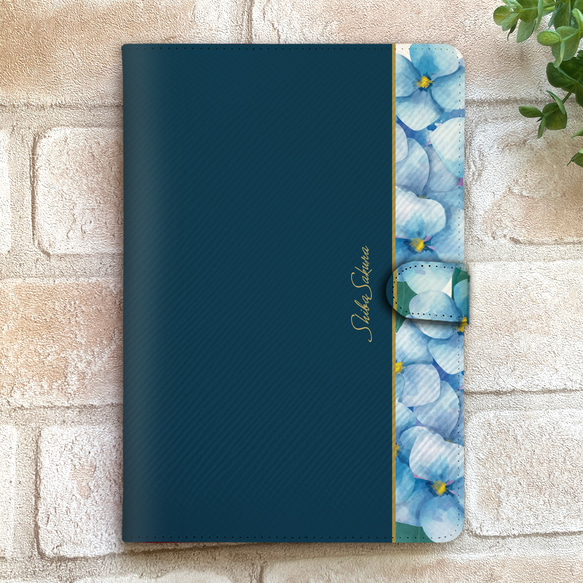 梅雨の紫陽花のiPadケース 夏 アジサイ 花 ipadケース タブレットケース 1枚目の画像