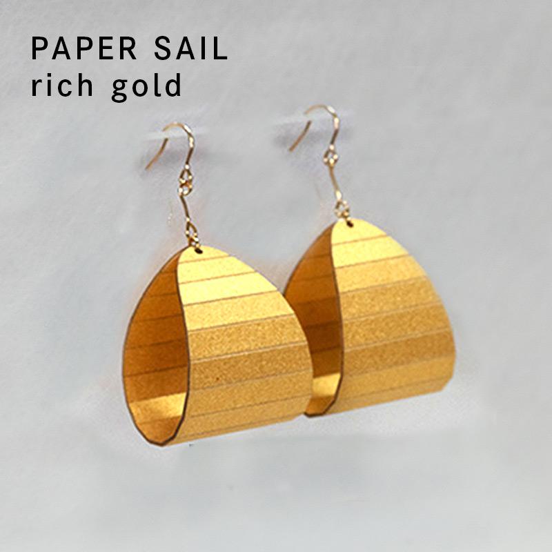 紙の耳飾り karupi 『PAPER SAIL(帆型)』rich gold