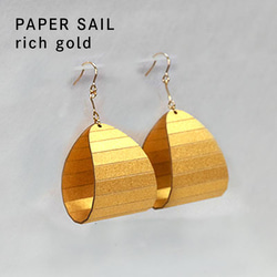 紙の耳飾り karupi 『PAPER SAIL(帆型)』rich gold 2枚目の画像