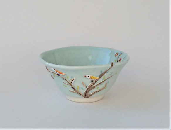 可愛い小鳥といっしょに 小鳥 飯碗 磁器 茶碗・めし碗 raku 通販 