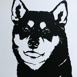 潤んだ瞳の黒柴犬　　　　切り絵ポスター（原画） 3枚目の画像