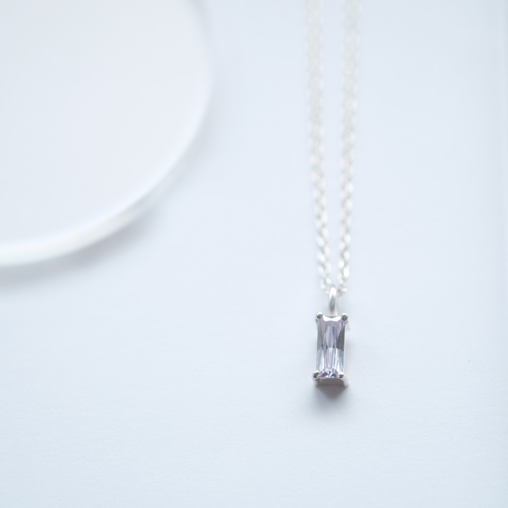 ミニ ラベンダーアメジスト スクエア ネックレス シルバー925