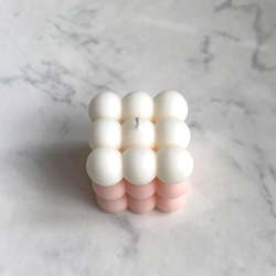白×ピンク かわいい ボンボン キャンドル 3枚目の画像
