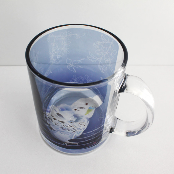 ガラス製マグカップ「羽衣セキセイインコ」 6枚目の画像