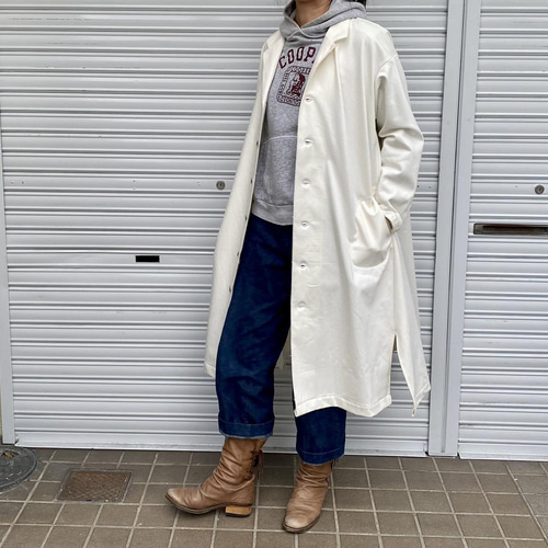 岡山セルビッジホワイトデニム12ozユニセックスロング丈