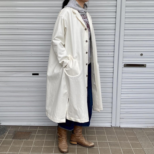 岡山セルビッジホワイトデニム12ozユニセックスロング丈
