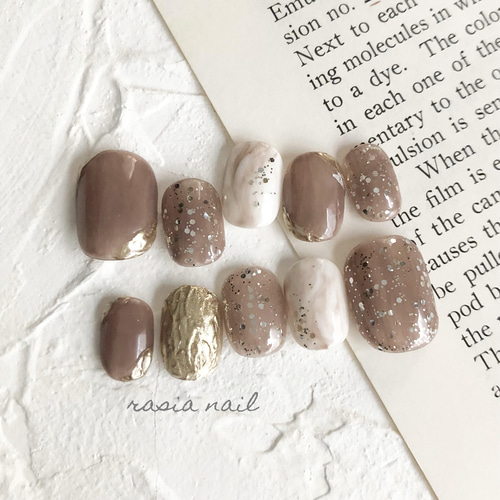 ブラウンニュアンスネイル ネイルチップ ネイルチップ（つけ爪） rasia