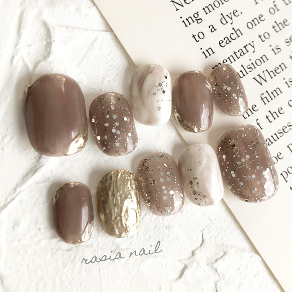 ブラウンニュアンスネイル ネイルチップ ネイルチップ（つけ爪） rasia