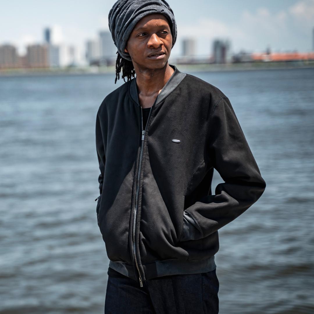 【サスティナブル素材】エコスエードムートンＭＡ-1ブルゾン（黒、Size1）