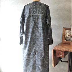 大島紬　十字とエ霞のコートワンピース　着物リメイク 6枚目の画像