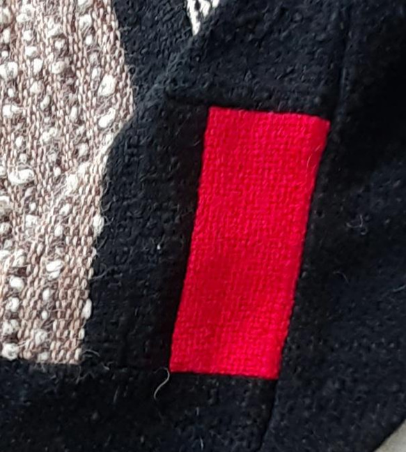 手織り布パッチワークマフラー  黒とグレーを中心に  WM0139 9枚目の画像