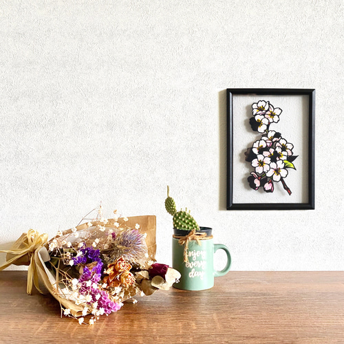 切り絵×ちぎり絵】原画アート sakura -桜- アートフラワー 紙の
