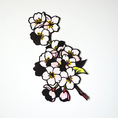 ちぎり絵×切り絵】原画アート 『saku-ra （桜）』 絵画 紙のおくりもの