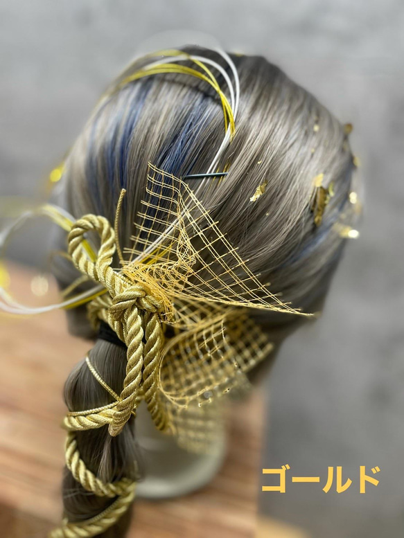 金箔＆ネット2枚(ゴールド) 髪飾り(ヘッドドレス) 2枚目の画像