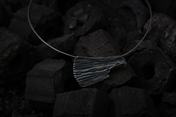 Calligraphy 墨摺 飛展項鍊 Oxidized Silver Necklace - Spreading 第3張的照片