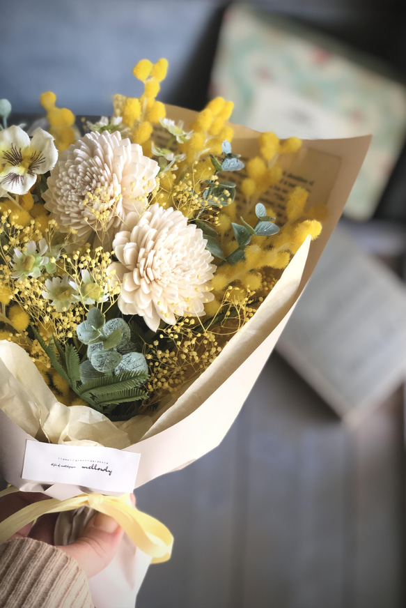 mini bouquet mimosa  スワッグ　花束 10枚目の画像