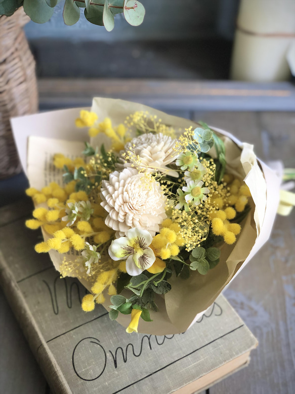 mini bouquet mimosa  スワッグ　花束 3枚目の画像