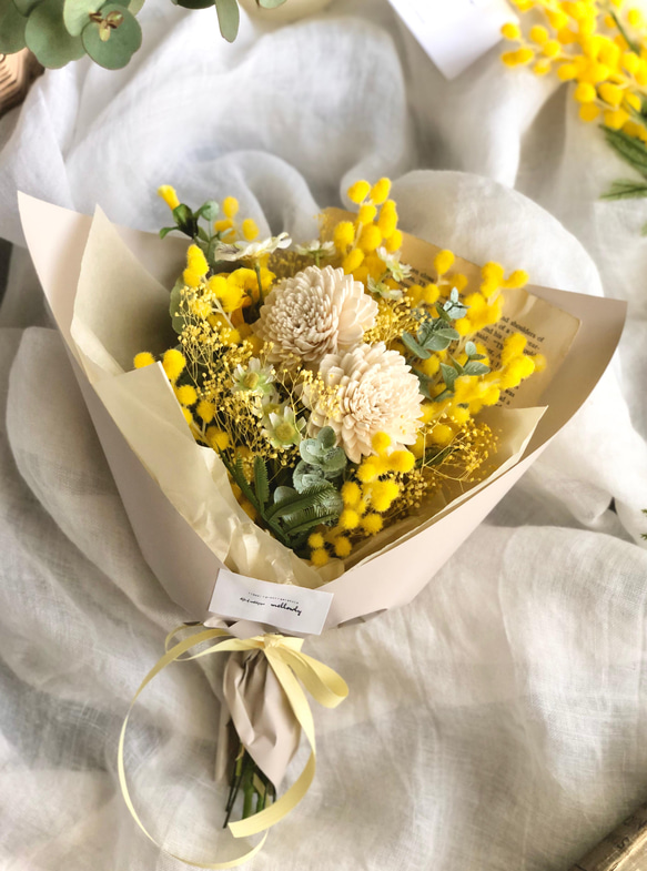 mini bouquet mimosa  スワッグ　花束 4枚目の画像