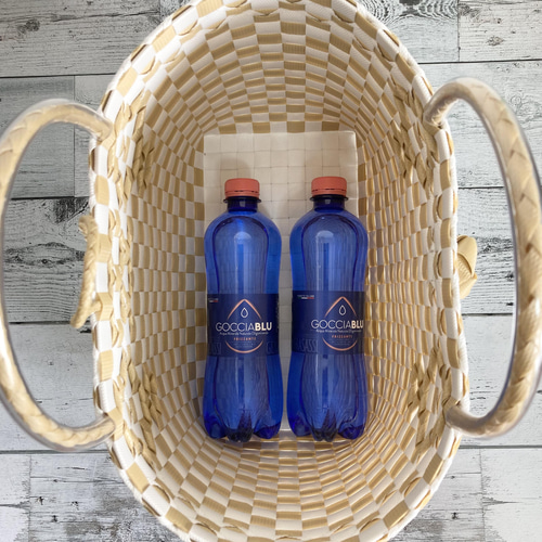 プラカゴ ゆるる プラカゴバッグ Lサイズ マルチボーダー柄 ブルー系