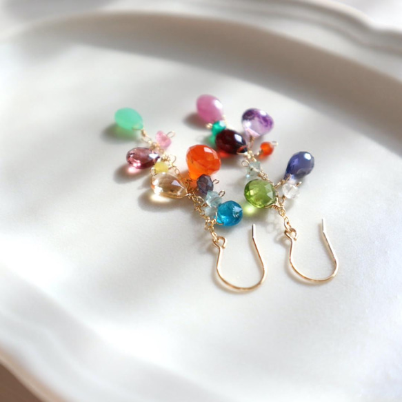 ｛ピアス/イヤリング｝14kgf/colorful earrings マルチカラー 6枚目の画像