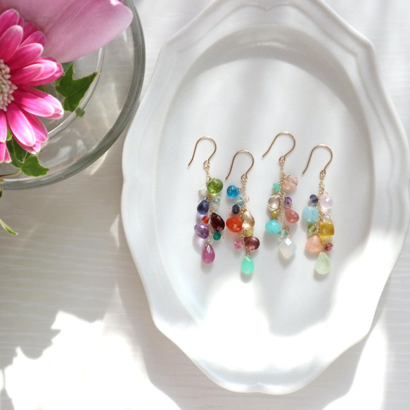 ｛ピアス/イヤリング｝14kgf/colorful earrings マルチカラー 9枚目の画像