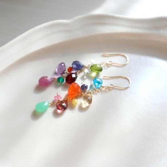 ｛ピアス/イヤリング｝14kgf/colorful earrings マルチカラー 4枚目の画像