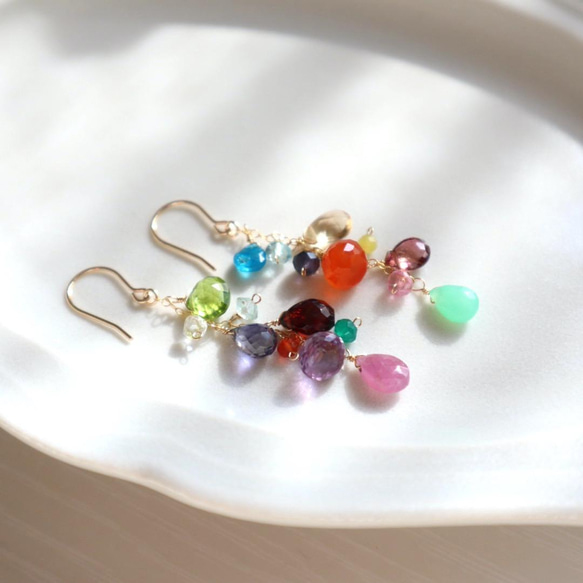 ｛ピアス/イヤリング｝14kgf/colorful earrings マルチカラー 5枚目の画像