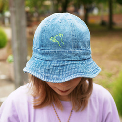 受注生産）刺繍　犬 デニムメトロハット　コットン100%　 4枚目の画像