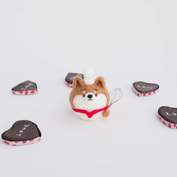 【受注製作】パティシエ・コックになったまゆ柴犬(赤柴・黒柴・白柴)　羊毛フェルト 8枚目の画像