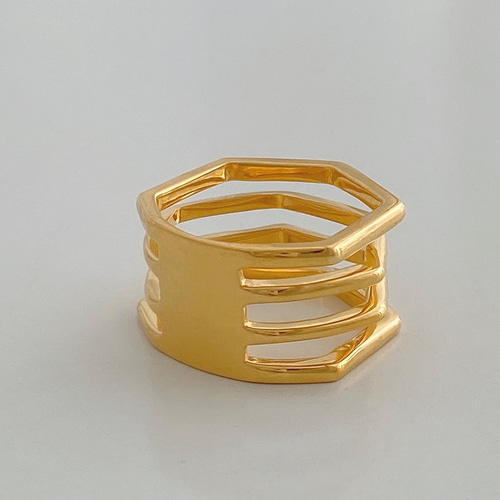 四角型 ◇スクエア変形リングピンクゴールド/18kgpゴールドR3697 指輪