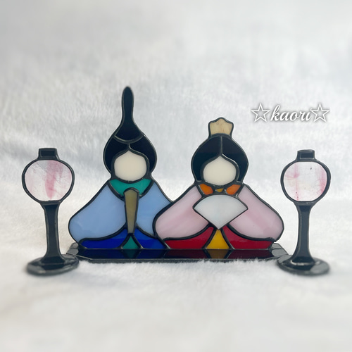 ステンドグラス　お雛様とぼんぼり ステンドグラス お雛様 ぼんぼり付き その他インテリア雑貨 kaori 通販