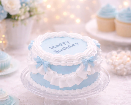 フリフリデザインクレイケーキとうさぎのカップケーキ2個付き フェミニン可愛い♡ ホイップフリルのクレイケーキ｜記念日・ギフトに