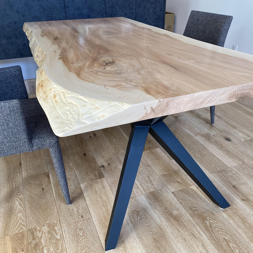 一枚板テーブル 特注アイアン脚仕様 注文製作 ダイニングテーブル 一枚