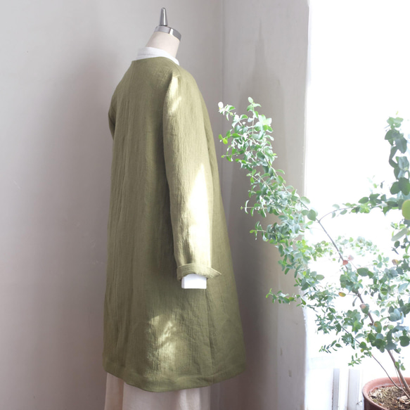 リネンウールのしなやかで美しいコート＊若草色＊暮らしの店sacchi＊ 4枚目の画像