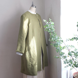 リネンウールのしなやかで美しいコート＊若草色＊暮らしの店sacchi＊ 3枚目の画像
