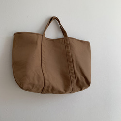 【A4対応】帆布　BASIC TOTE ( L ) カフェオレ 1枚目の画像