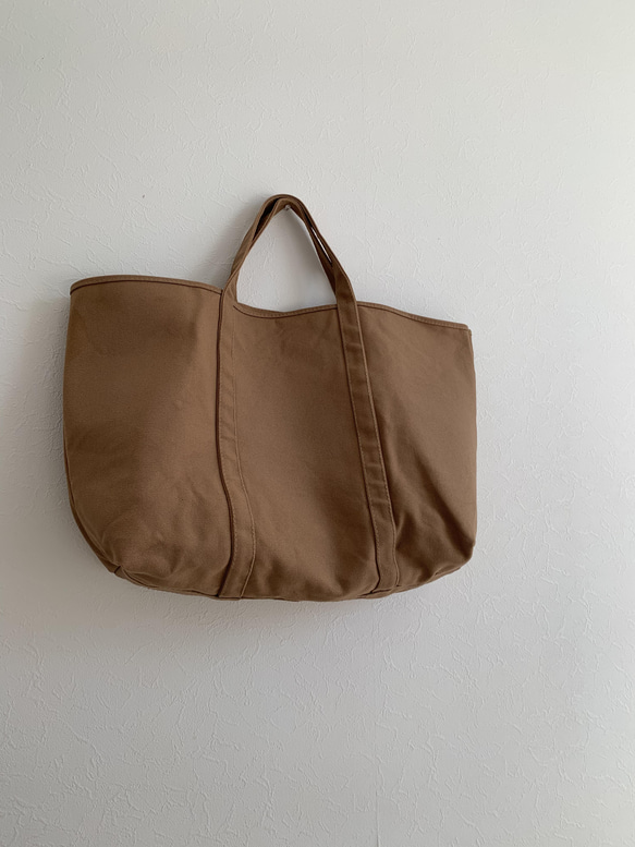 【A4対応】帆布　BASIC TOTE ( L ) カフェオレ 1枚目の画像