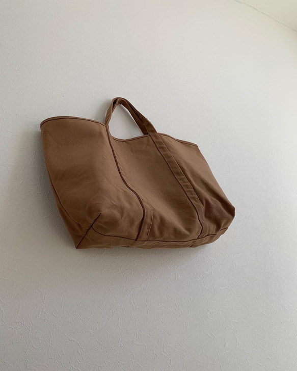 【A4対応】帆布　BASIC TOTE ( L ) カフェオレ 2枚目の画像