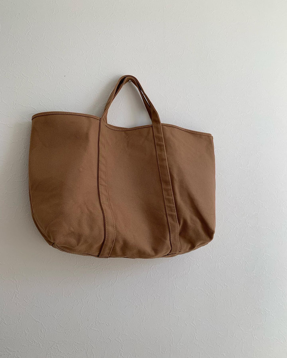 【A4対応】帆布　BASIC TOTE ( L ) カフェオレ 3枚目の画像