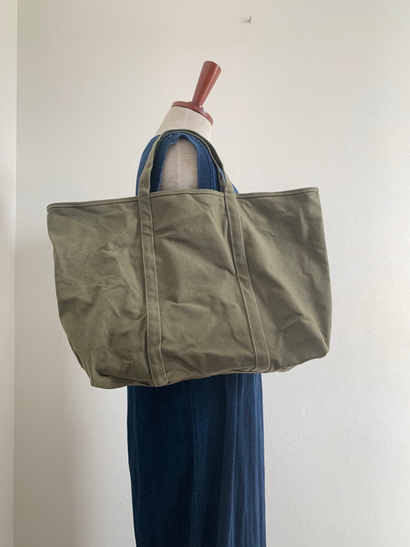 【A4対応】帆布　BASIC TOTE ( L ) カフェオレ 5枚目の画像