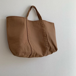【A4対応】帆布　BASIC TOTE ( L ) カフェオレ 4枚目の画像