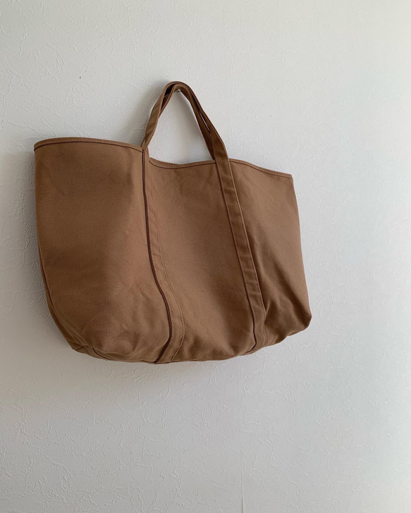 【A4対応】帆布　BASIC TOTE ( L ) カフェオレ 4枚目の画像