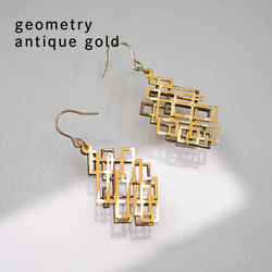 紙の耳飾り karupi 『geometry』antique gold 1枚目の画像