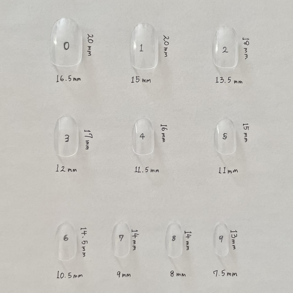 サイズ確認用クリアネイルチップ《ショートオーバル》 4枚目の画像